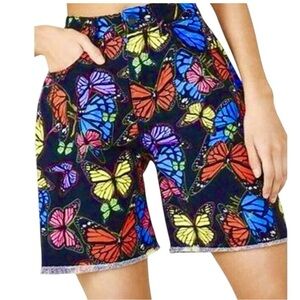 Jaded London Butterfly Print Vintage 80’s 90’s Denim Boyfriend Fit Shorts SZ 24